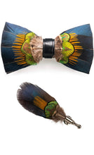 Load image into Gallery viewer, Blue Green &amp; Orange Feather Bowtie
