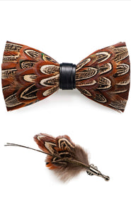 Brown Feather Bowtie