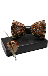 Brown Feather Bowtie